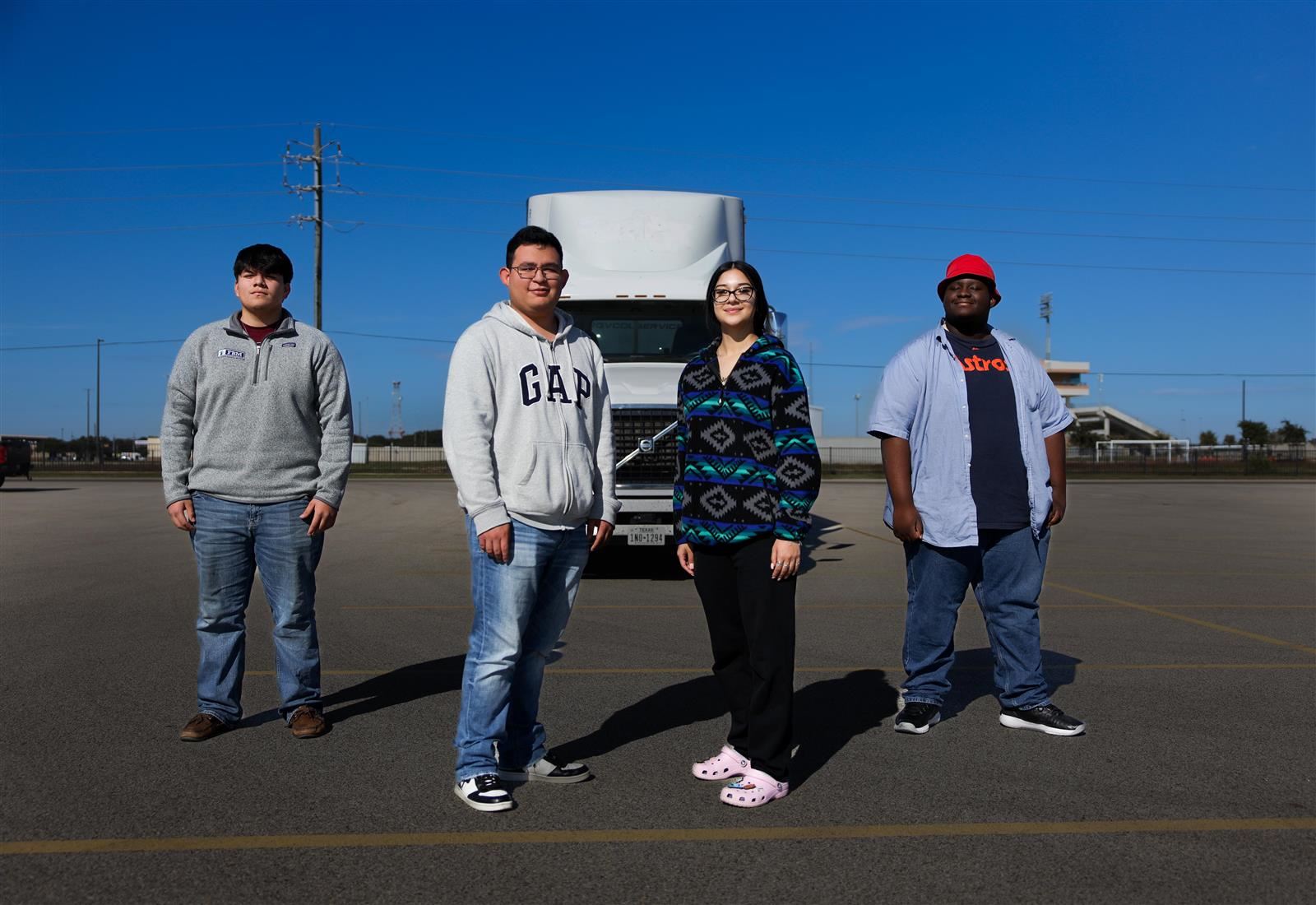  Students in front of Semi-Truck 